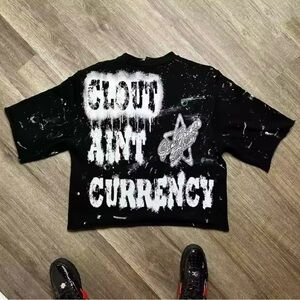 Black Graphic T-Shirt with White Text